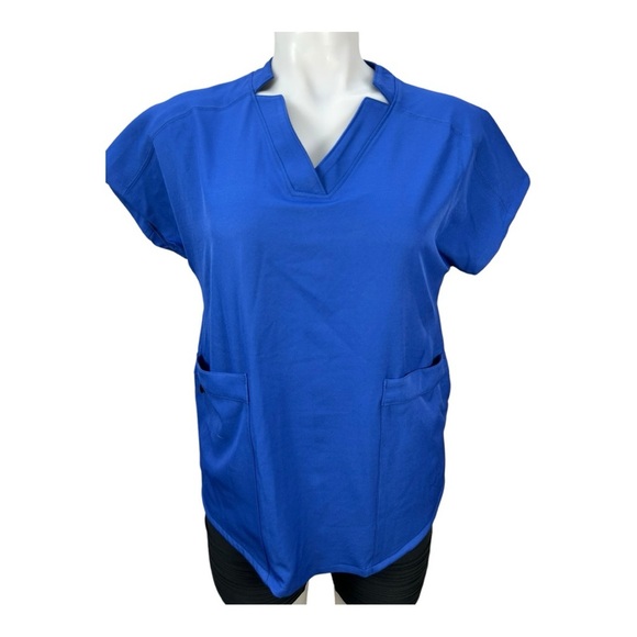 Climate Right Cuddl Duds Women’s Woven Twill Scrub Top V-neck Blue XS - Picture 7 of 8